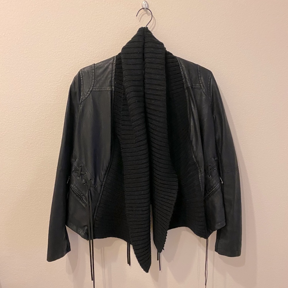 Blank NYC Leather Sweater Jacket